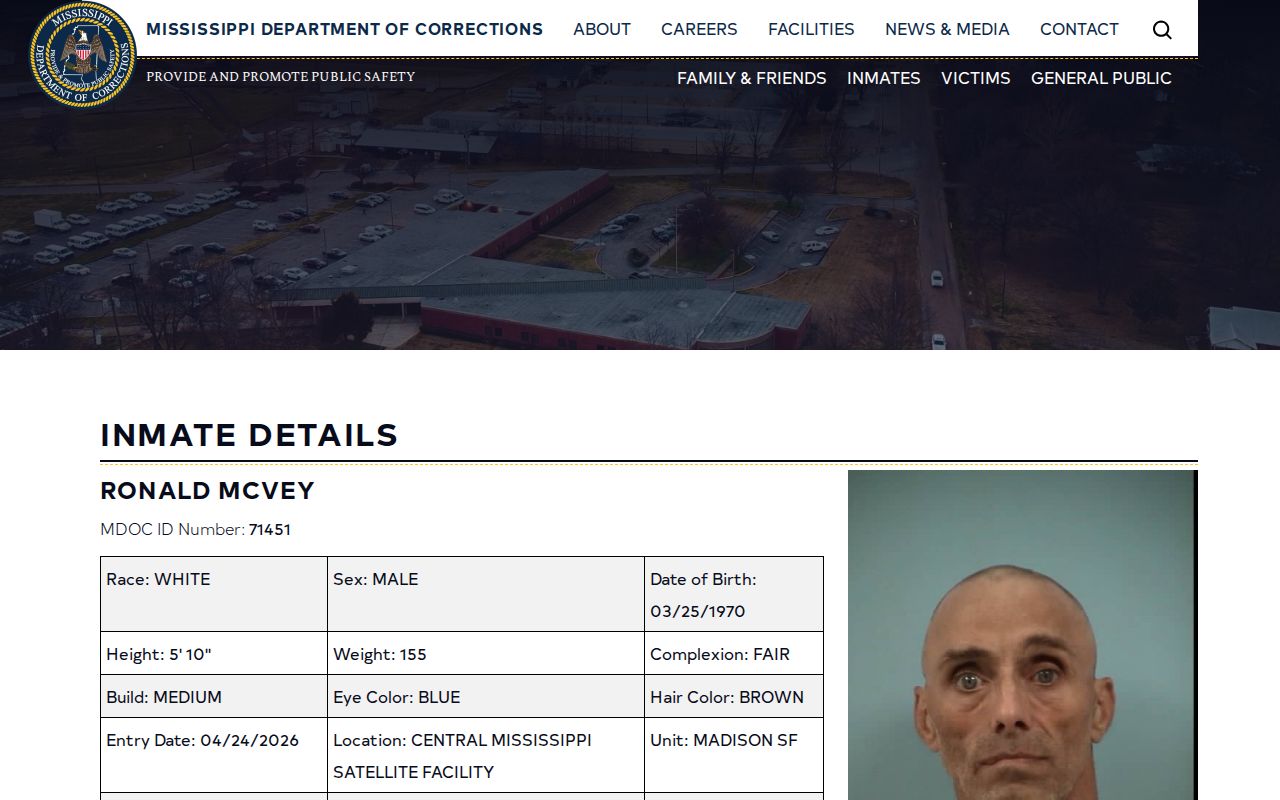 Jefferson County MDOC inmate release date record fields