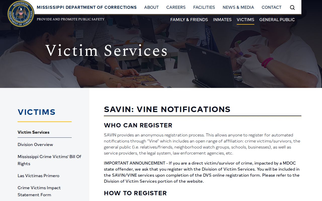 Jefferson County VINELink release notification guidance from Mississippi SAVIN